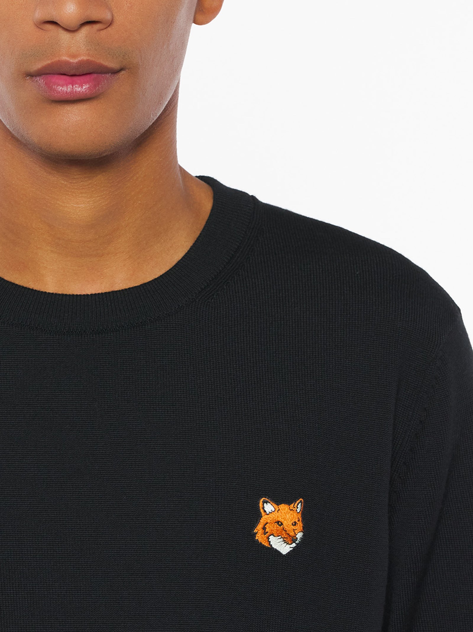 Maison Kitsune Fox Head Merino Regular Jumper Nera-4