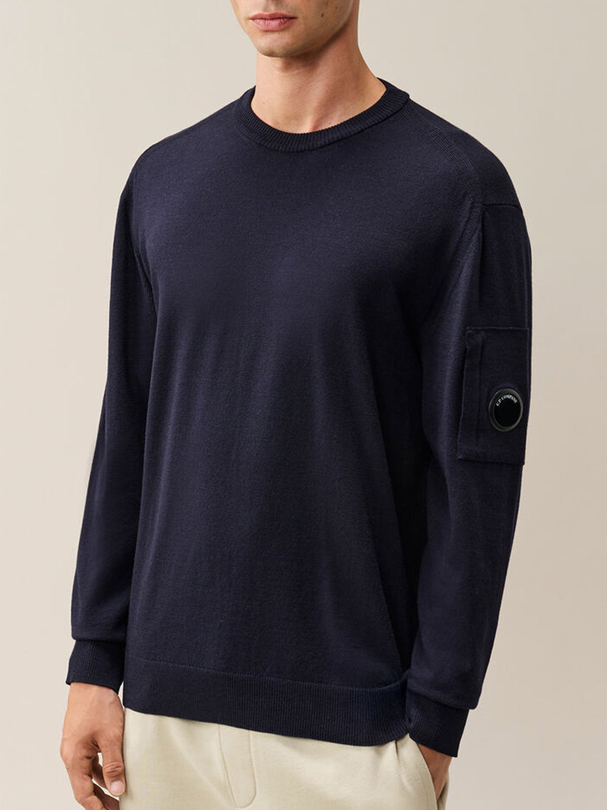 Cp Company Maglia Girocollo Lana Merino Blu-2