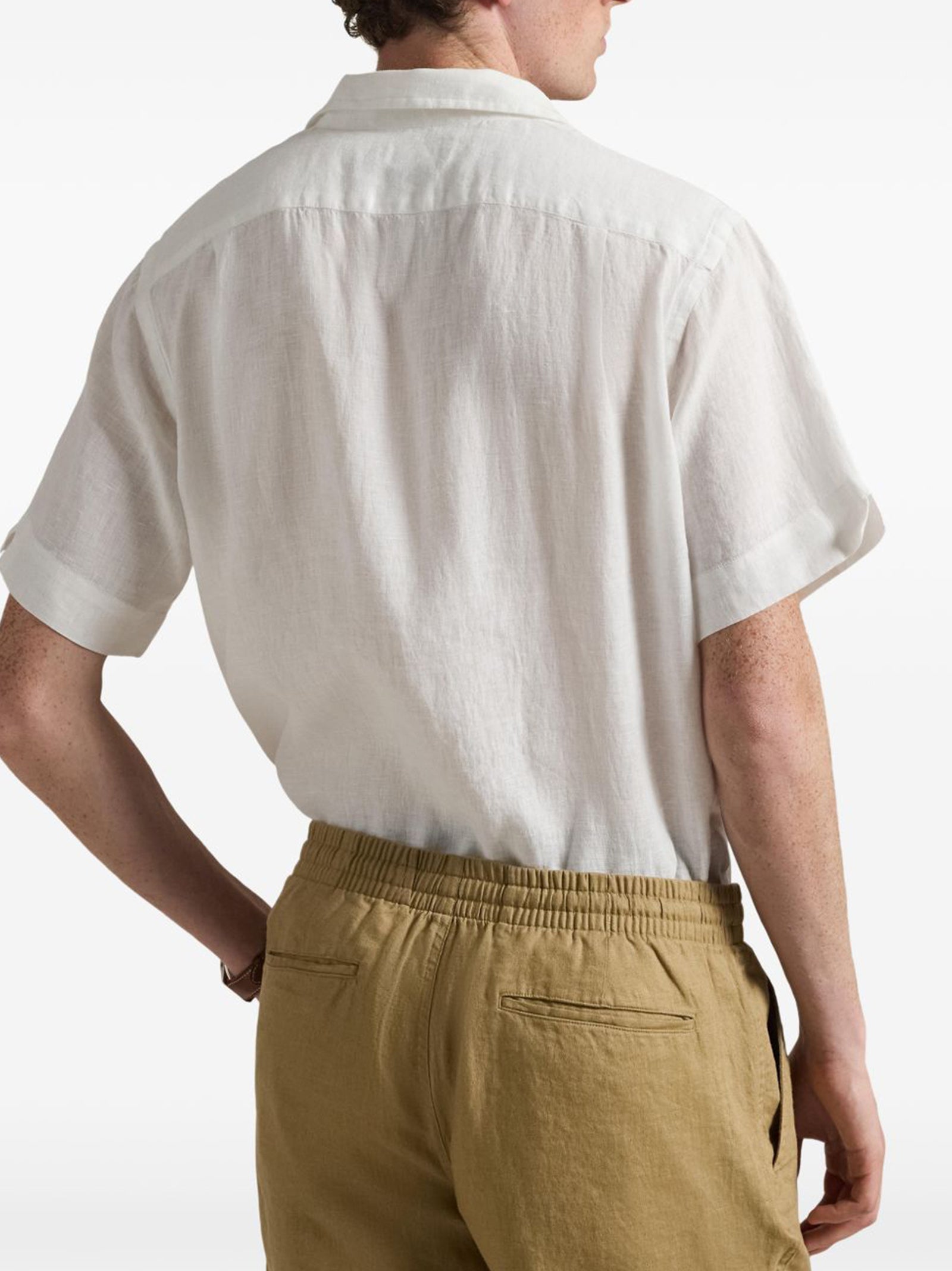 Polo Ralph Lauren Camicia Maniche Corte Lino Bianca-3