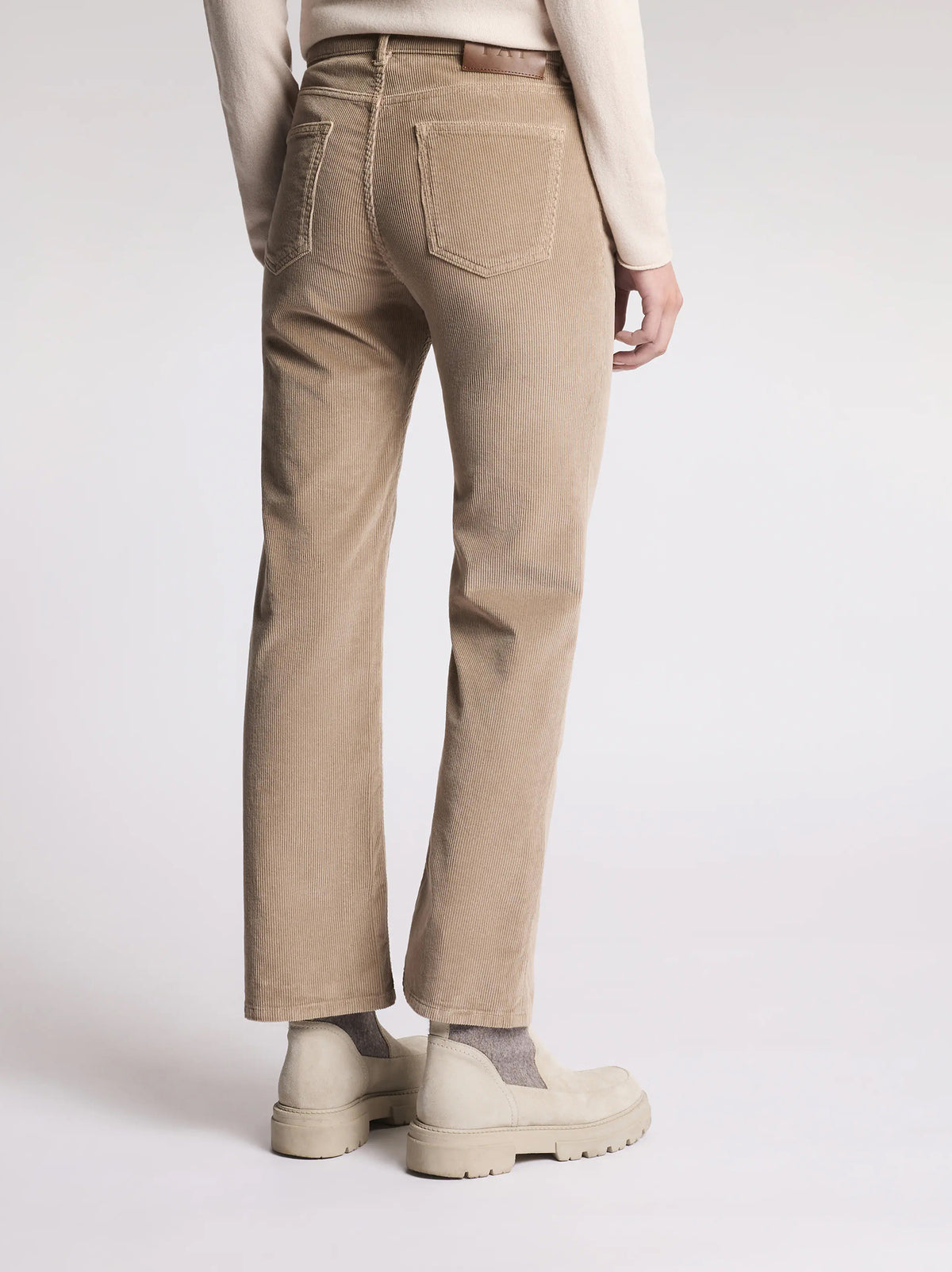Fay Pantaloni slim in velluto a coste stretch beige scuro-3