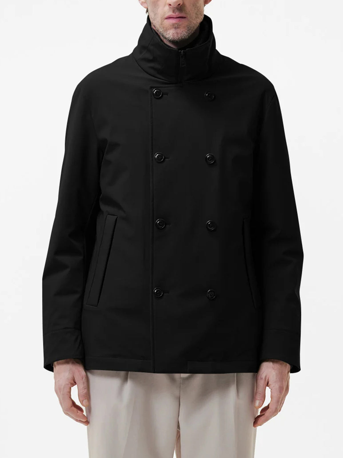 Duno Peacoat In Tessuto Tecnico Bi-Stretch Nero-3