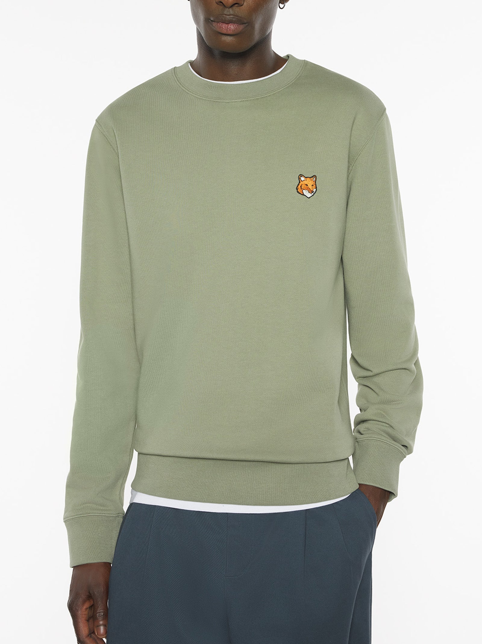 Maison Kitsune Fox Head Regular Sweatshirt Verde-3