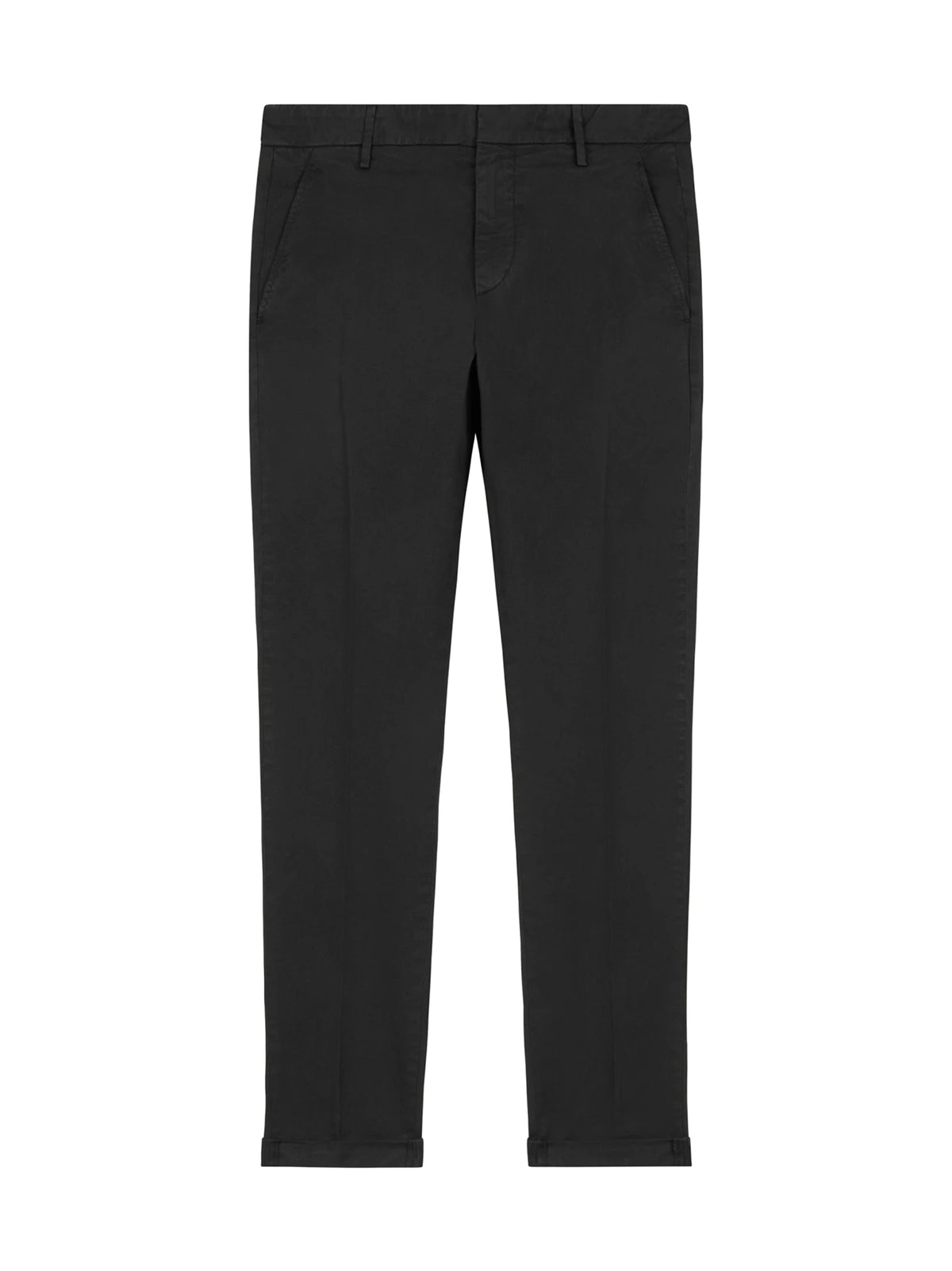 Dondup Pantaloni chino Gaubert slim in gabardina neri-1