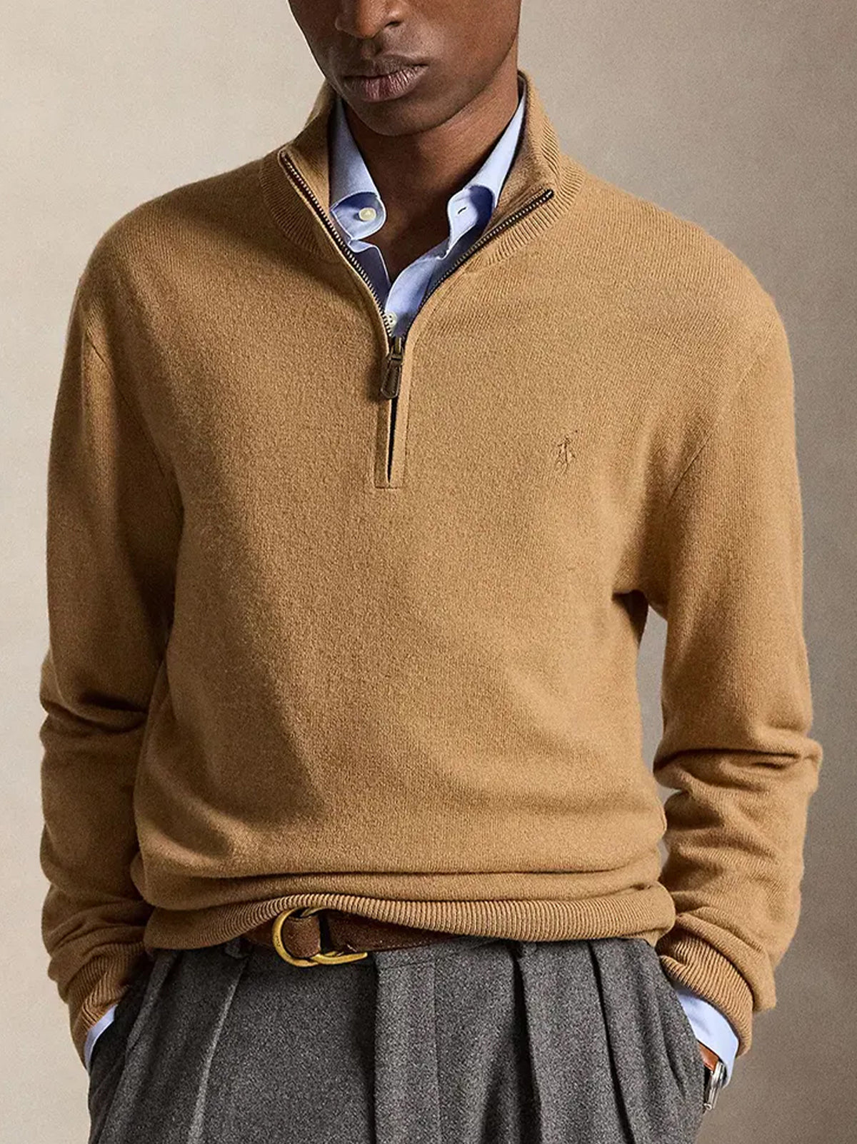 Polo Ralph Lauren Maglia Lana Mezza Zip Light Beige-2
