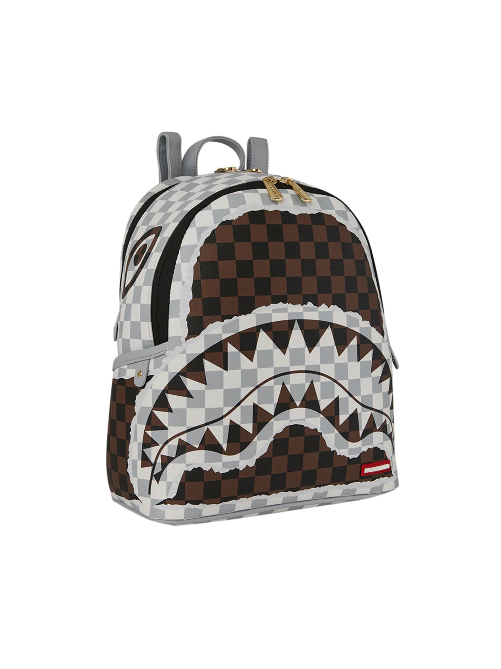 Cream And Brown Tear Check Savage Backpack-2