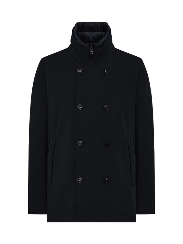 Duno Peacoat In Tessuto Tecnico Bi-Stretch Blue Navy