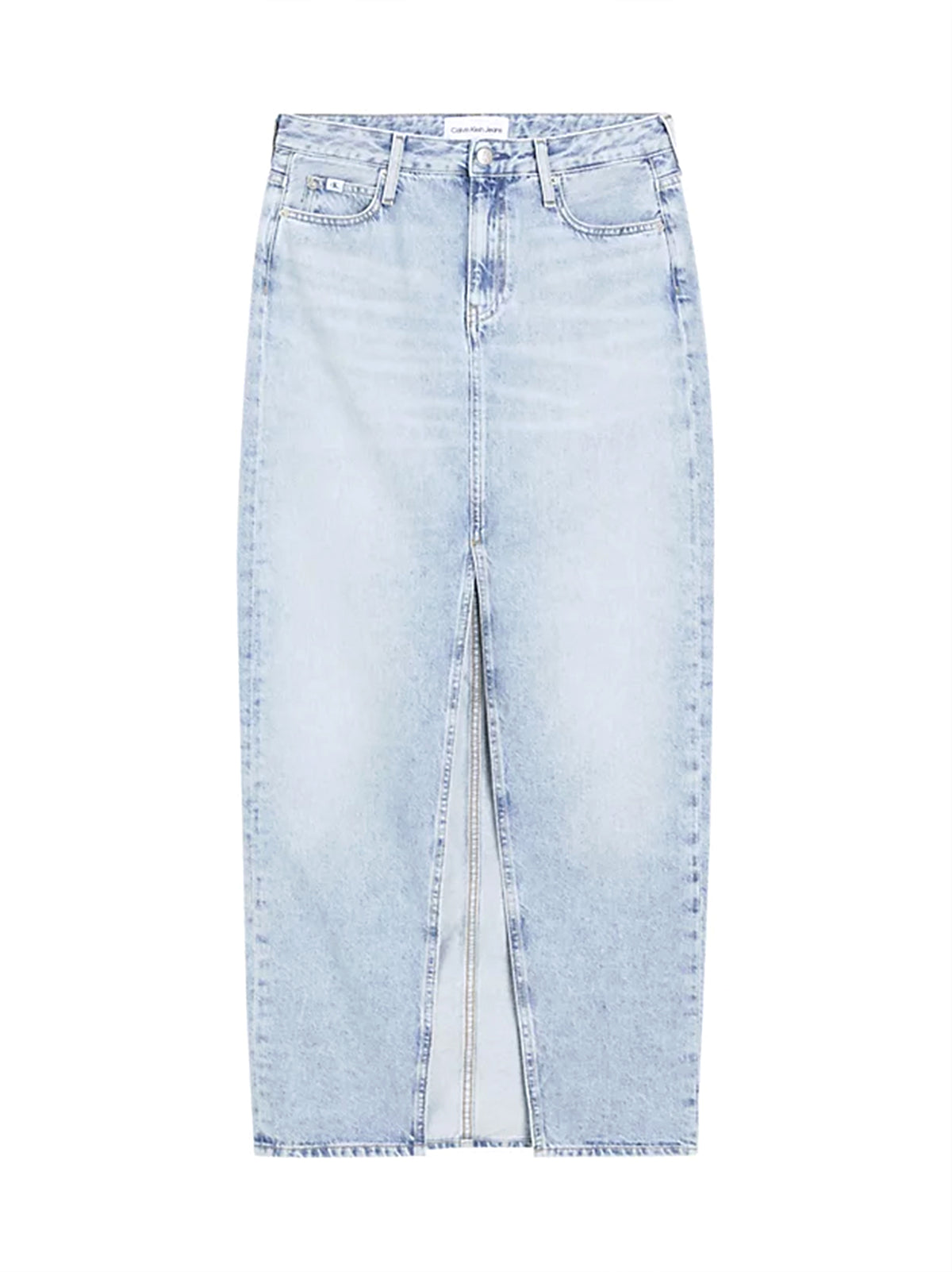 Calvin Klein Gonna maxi in denim chiaro-1