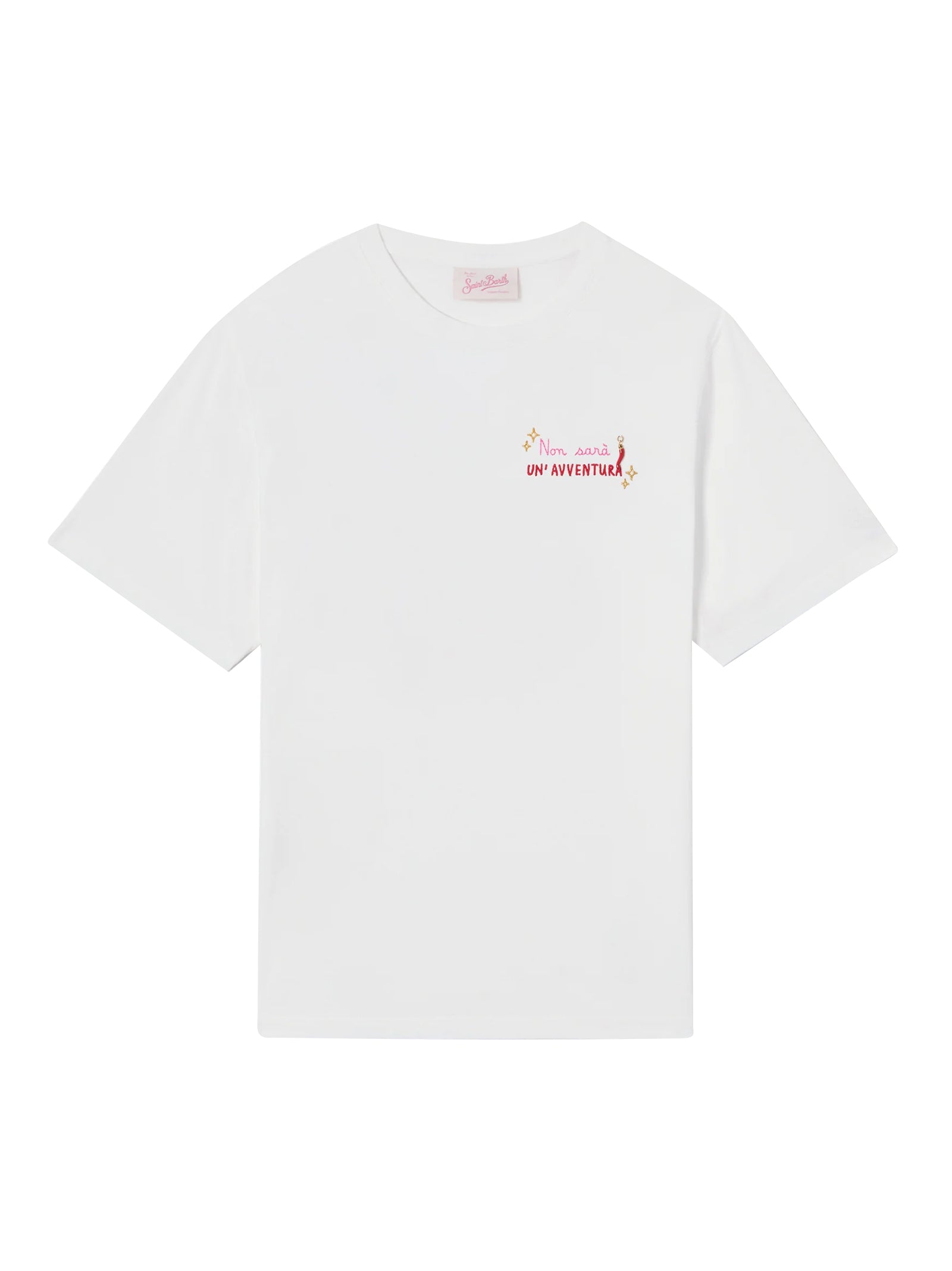 Saint Barth T-Shirt Emilie Bianca Con Ricamo Non Sarà Un'avventura E Charm-1