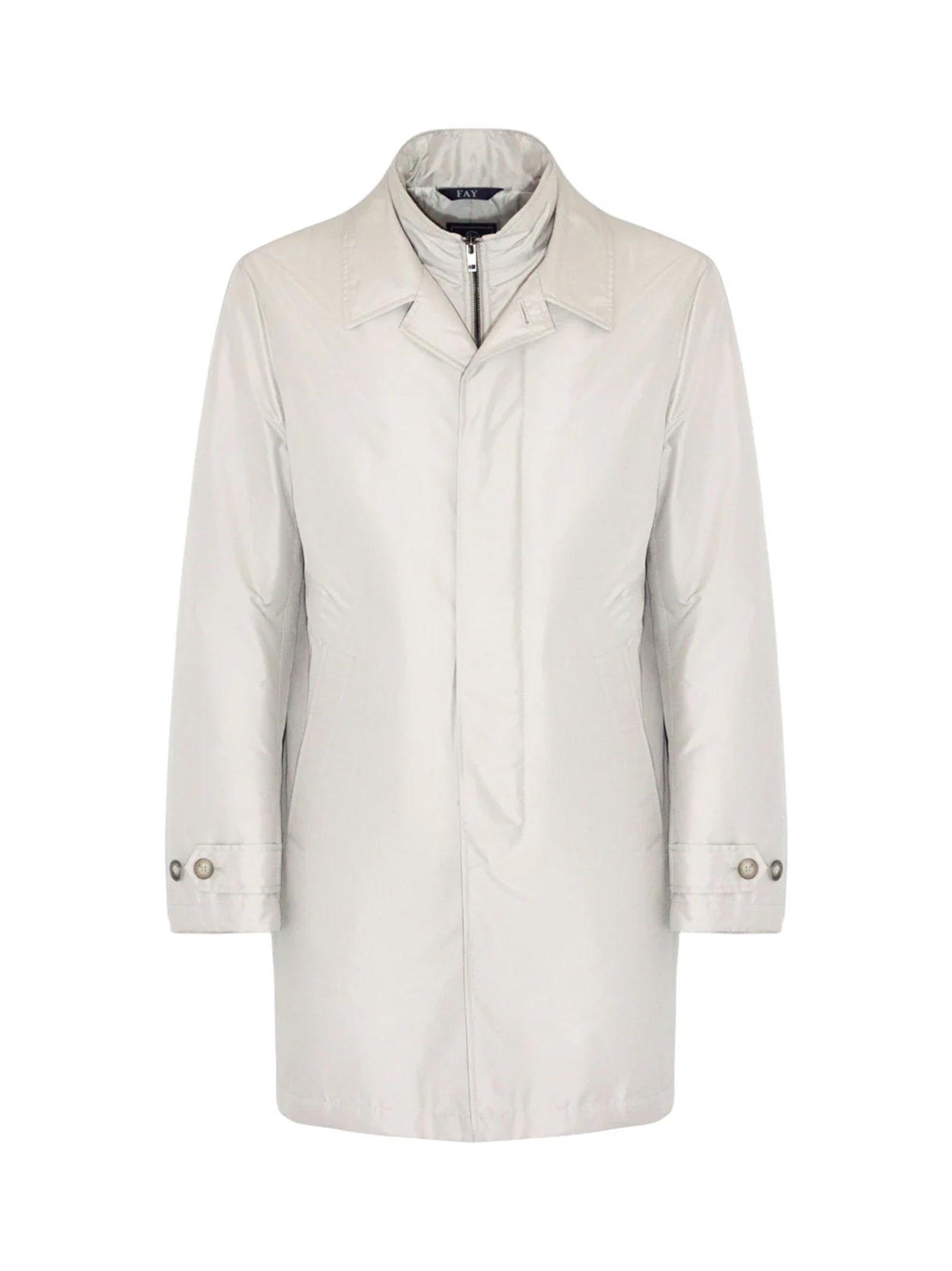 Fay Morning Coat In Popeline Tecnico Argilla-1