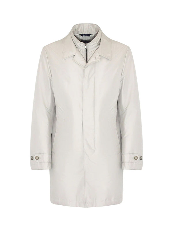 Fay Morning Coat In Popeline Tecnico Argilla