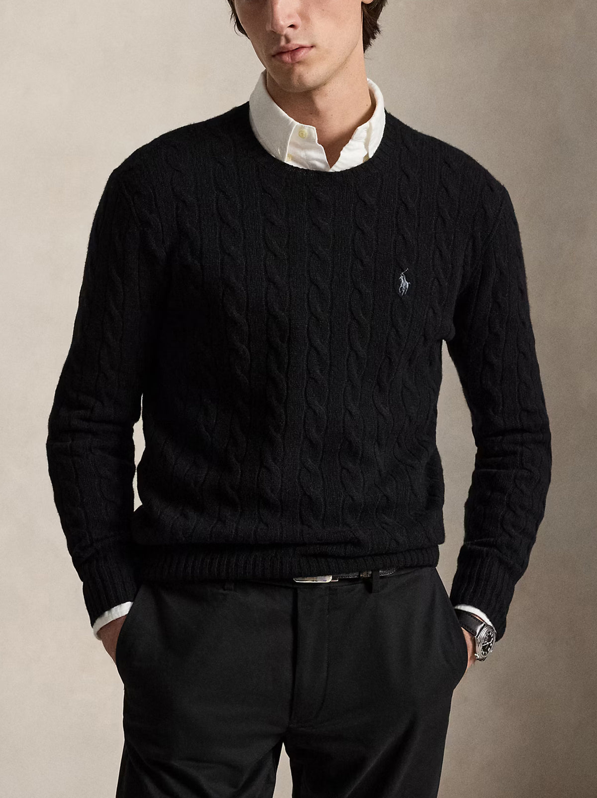 Polo Ralph Lauren Maglia Trecce Lana Cashmere  Nera-2