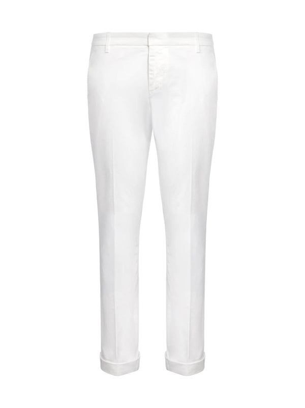 Dondup Pantaloni Gaubert Slim In Gabardina Leggera Bianco
