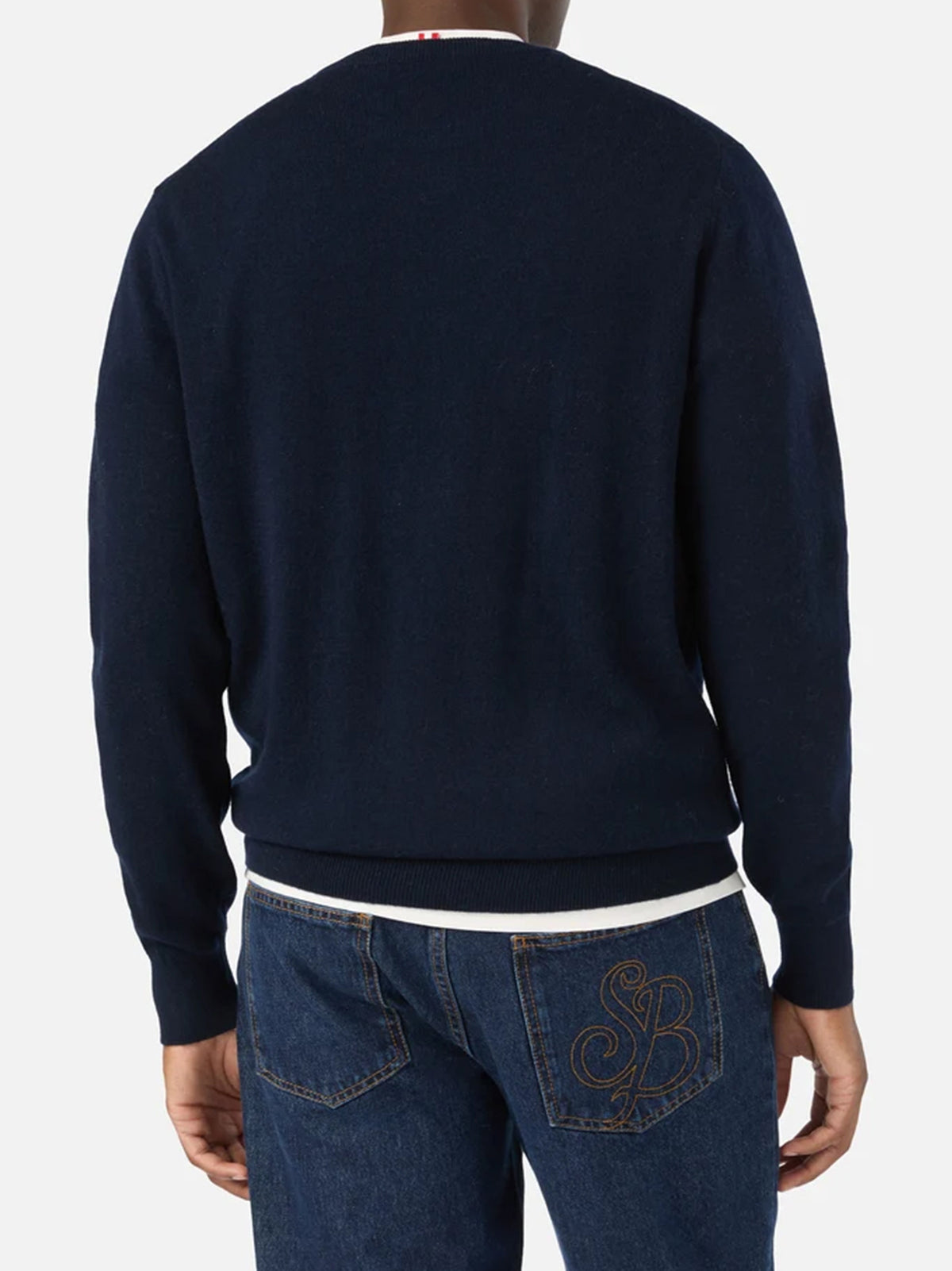 Saint Barth Maglia Girocollo Regent In Misto Lana Merino E Cashmere Blu-3