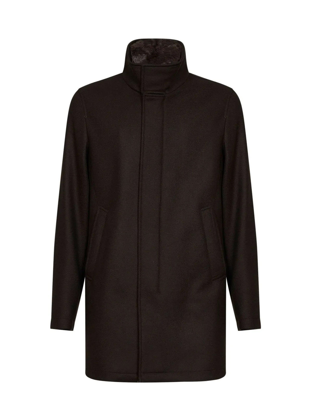 Herno Cappotto Collo Ecopelliccia Marrone-1