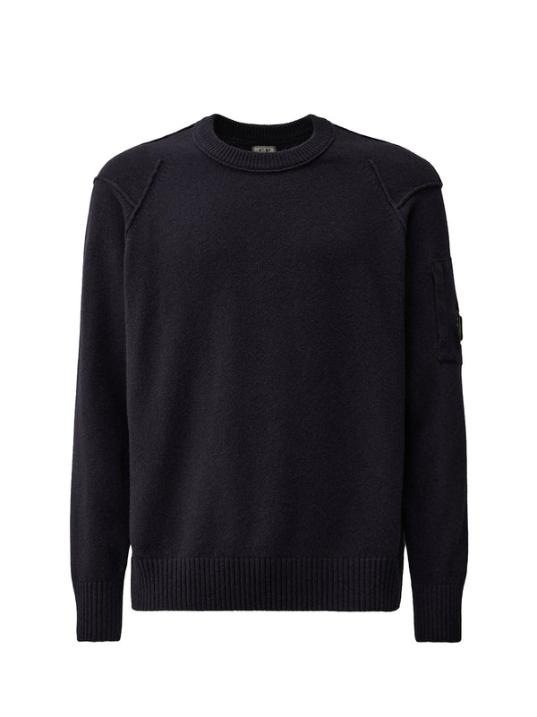 Cp Company Lambswool Grs Crewneck Lens Sweater Total Eclipse