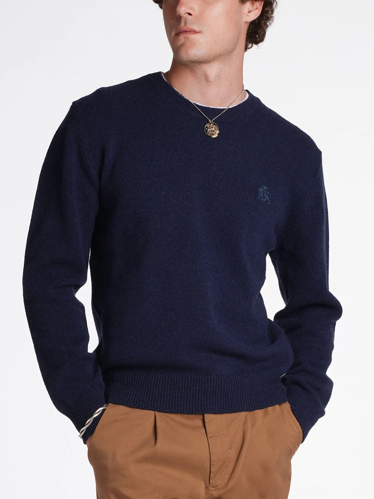 Baracuta Maglia girocollo Shetland Navy-2