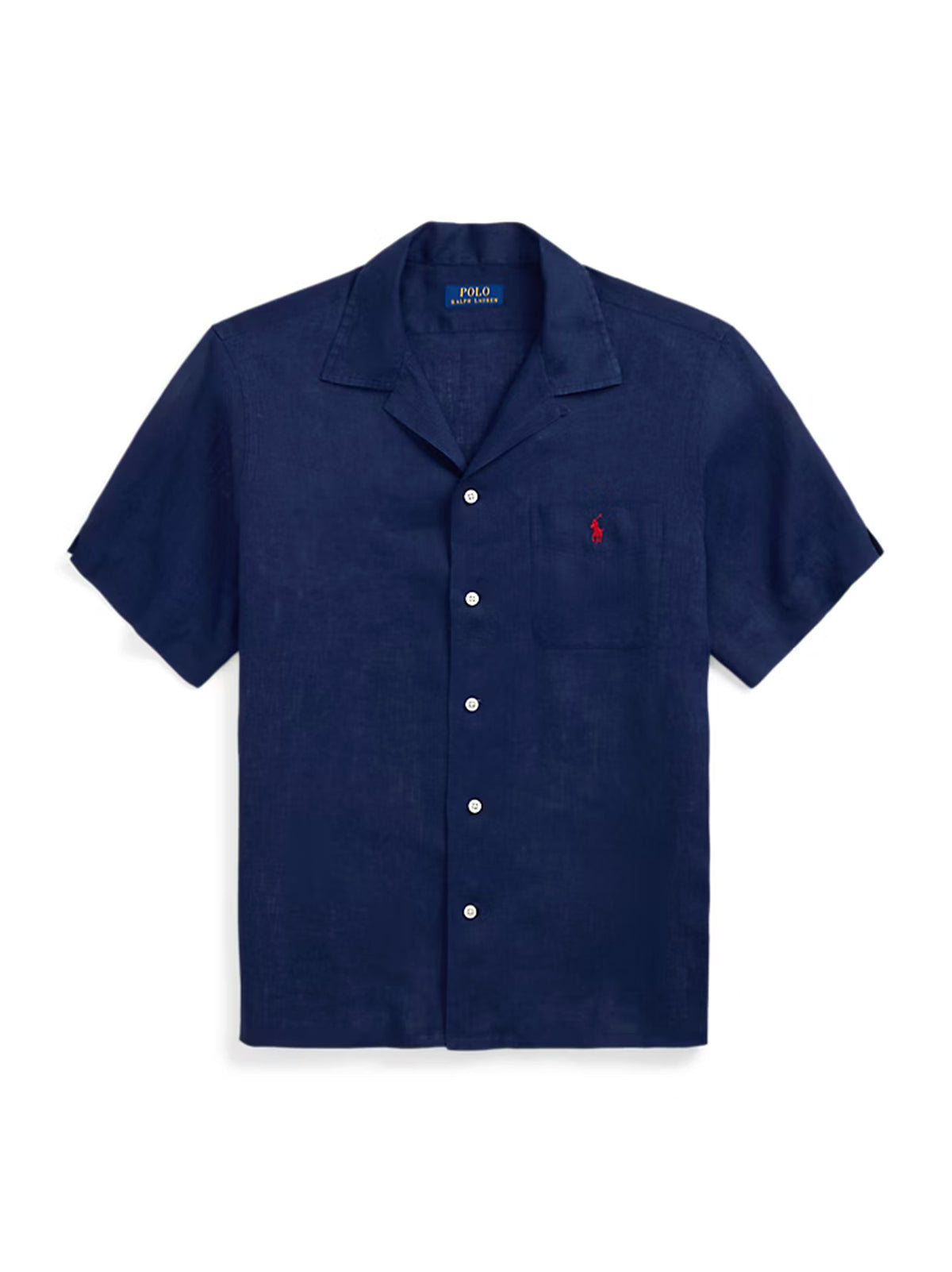 Polo Ralph Lauren Camicia Maniche Corte Lino Blu-1