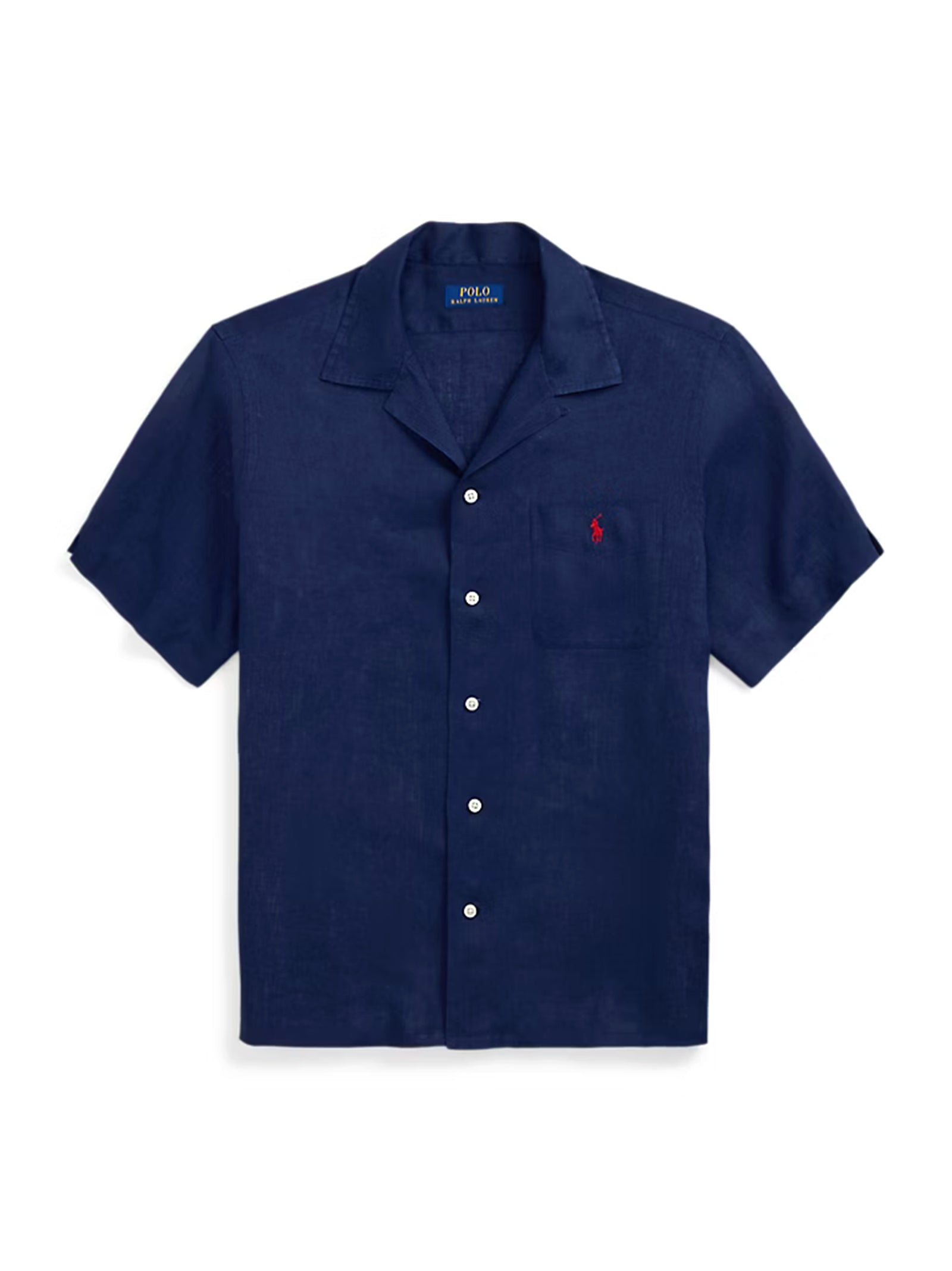 Polo Ralph Lauren Camicia Maniche Corte Lino Blu-1