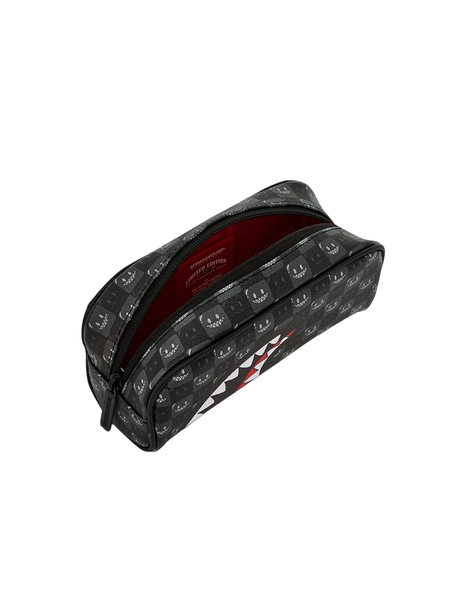 Sprayground Sharks In Paris Wtf Bubbly Black Check Pouch-3