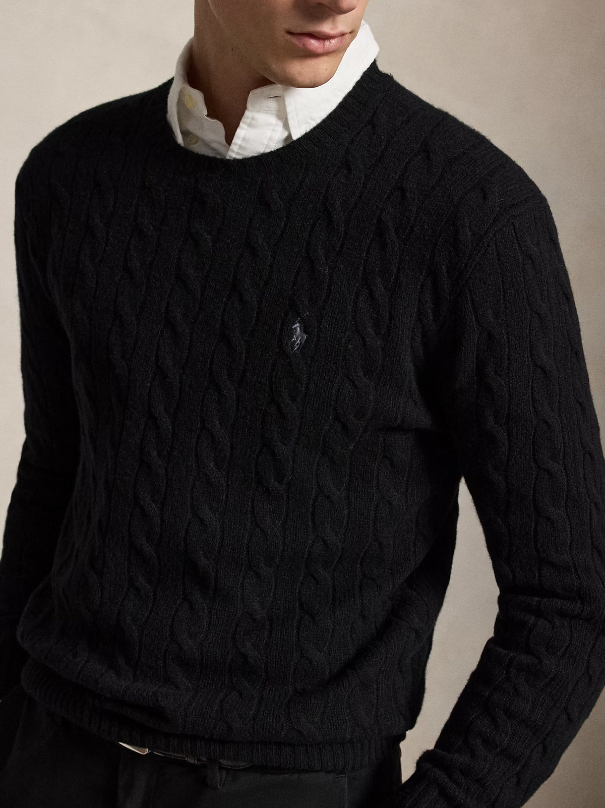 Polo Ralph Lauren Maglia Trecce Lana Cashmere  Nera-4