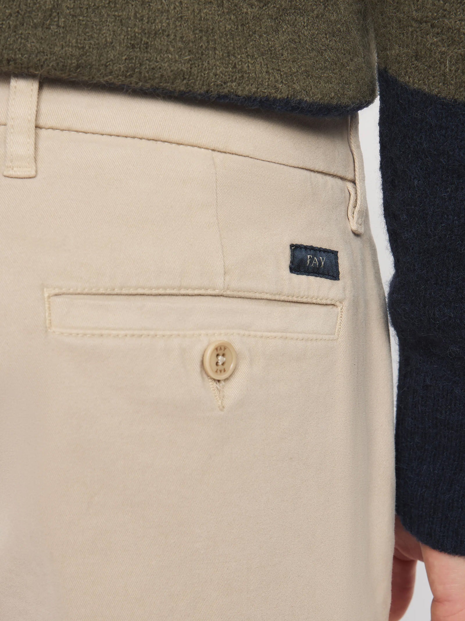 Fay Pantaloni Slim Fit In Gabardine Di Cotone Beige-4