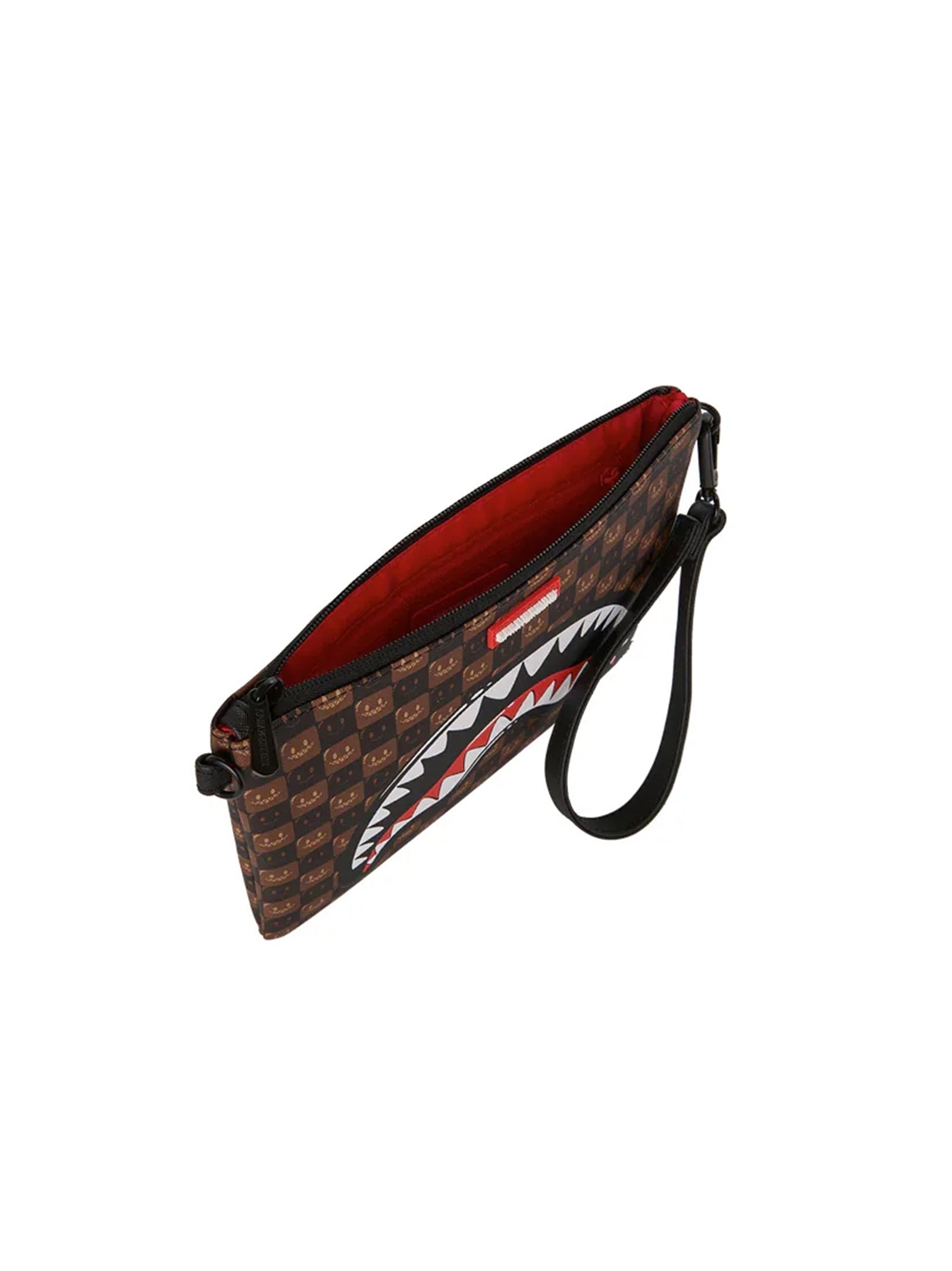 Sprayground Pochette Sharks In Paris Wtf Bubble Brown Check Crossover Clutch-4