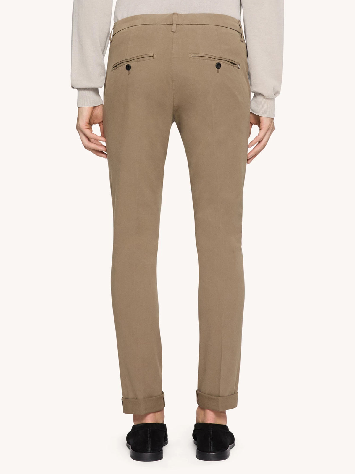 Dondup Pantaloni chino Gaubert slim in gabardina crusca-3
