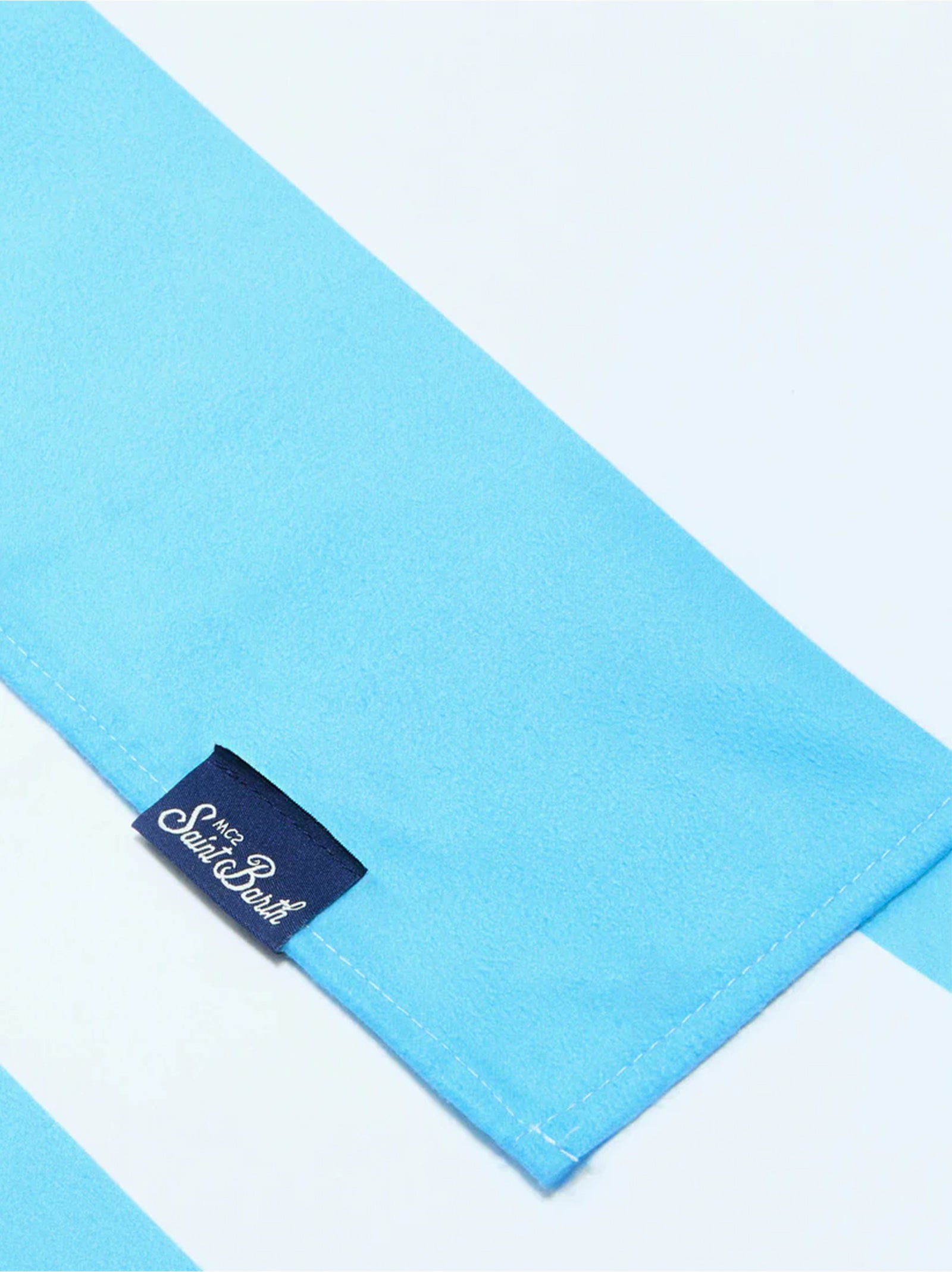 Saint Barth Telo Mare Aidan A Righe Azzurro Chiaro E Bianche Con Logo-2