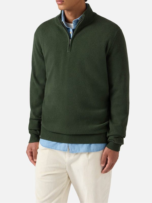 Saint Barth Pullover A Mezza Zip Jermyn In Lambswool Verdone-2