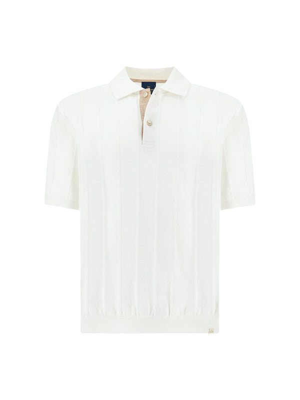 Polo In Cotone Piuma Con Dettagli Di Lino