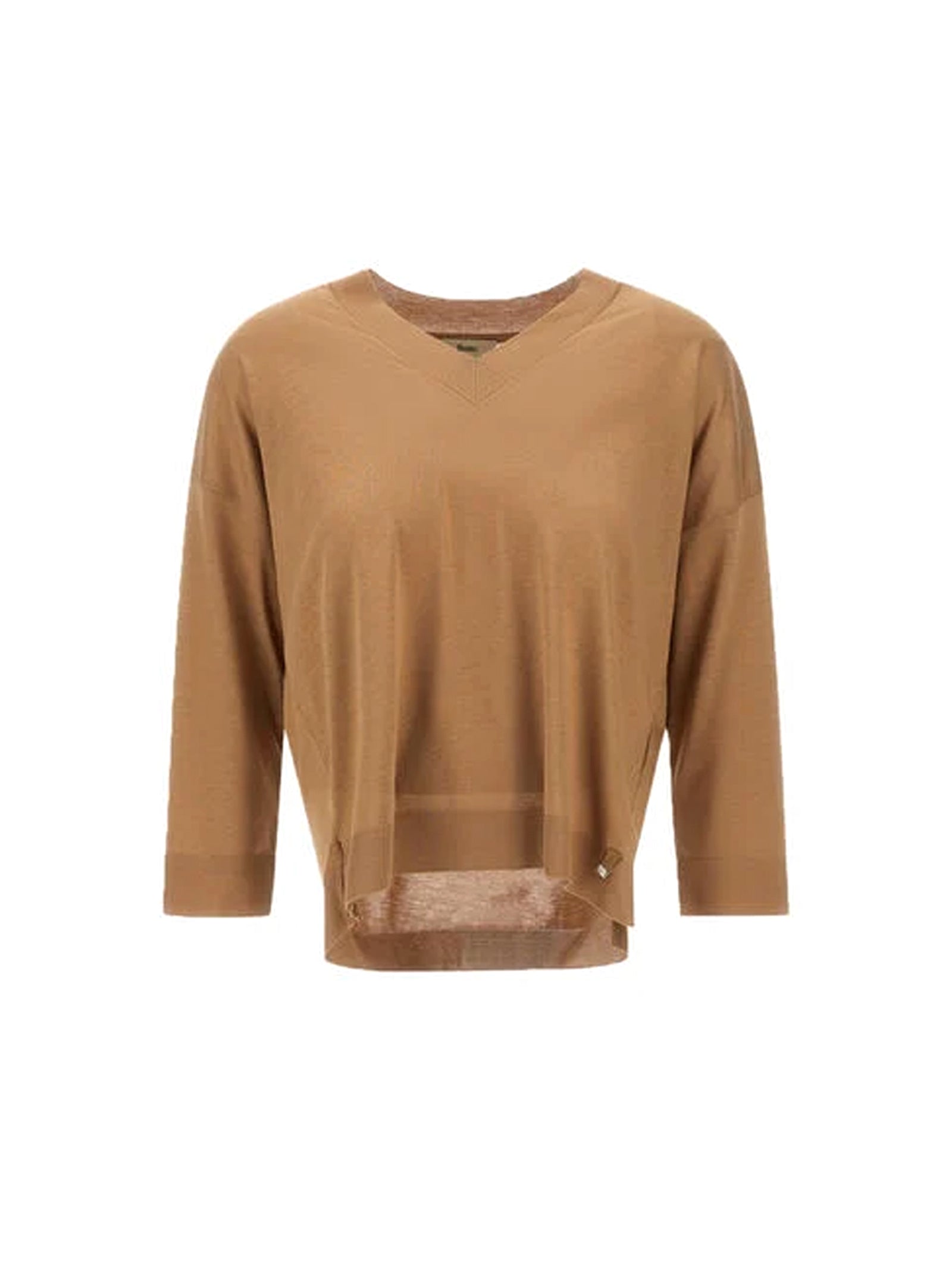 Herno Maglia Scollo A V Color Cammello-1