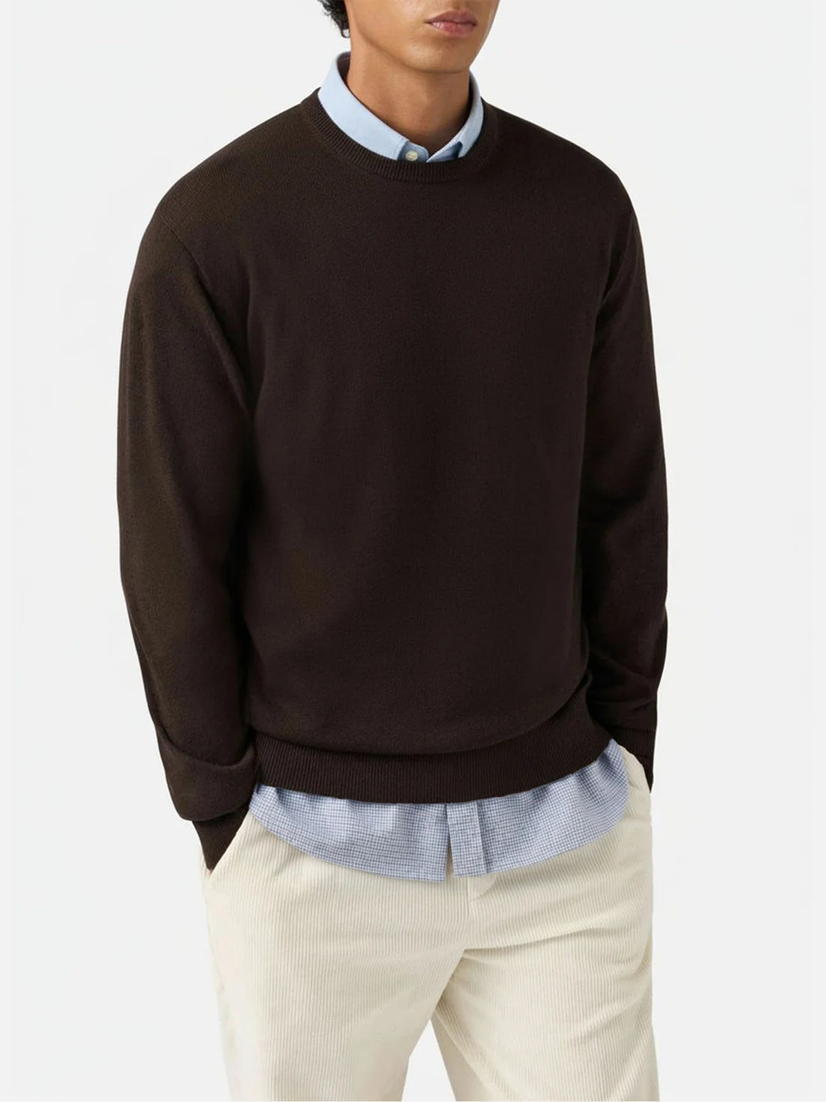 Saint Barth Maglia Girocollo Regent In Misto Lana Merino E Cashmere Dark Brown-2