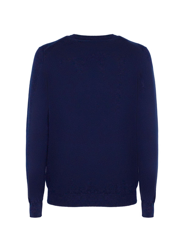 Fedeli Argentina Slim Maglia Girocollo In Cashmere Blu-2