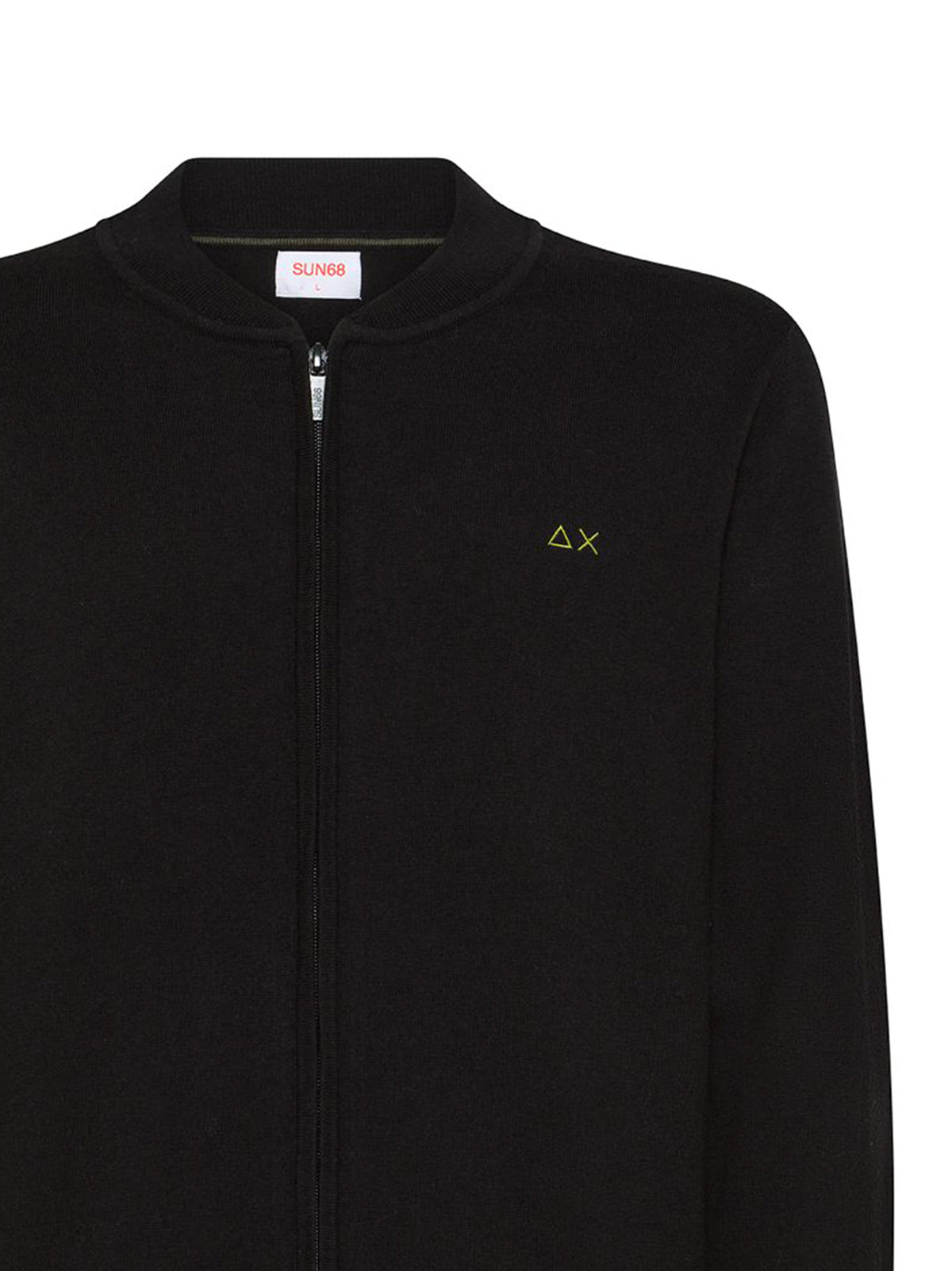 Sun68 Cardigan In Cotone E Lana Con Zip Nero-2