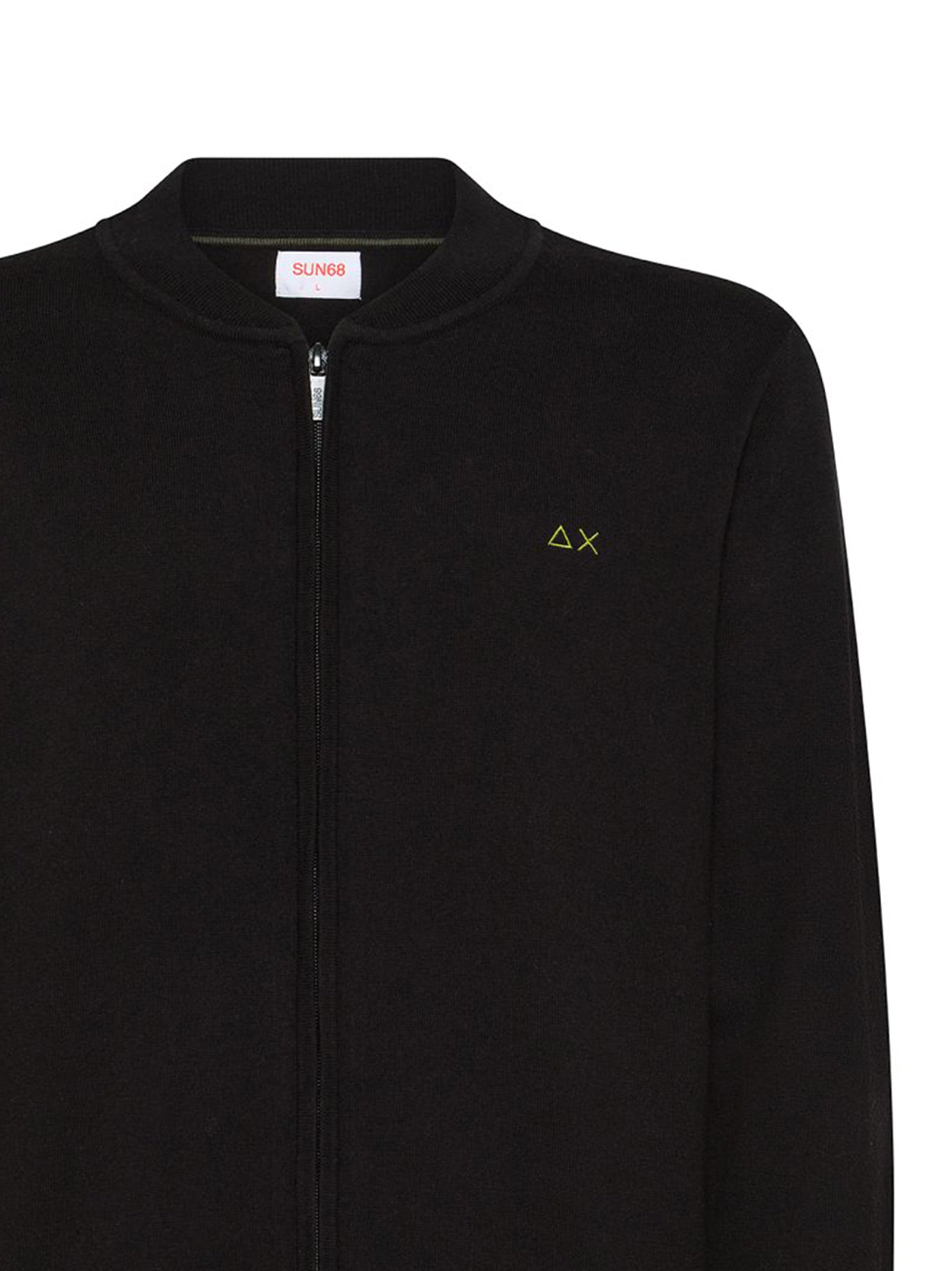 Sun68 Cardigan In Cotone E Lana Con Zip Nero-2