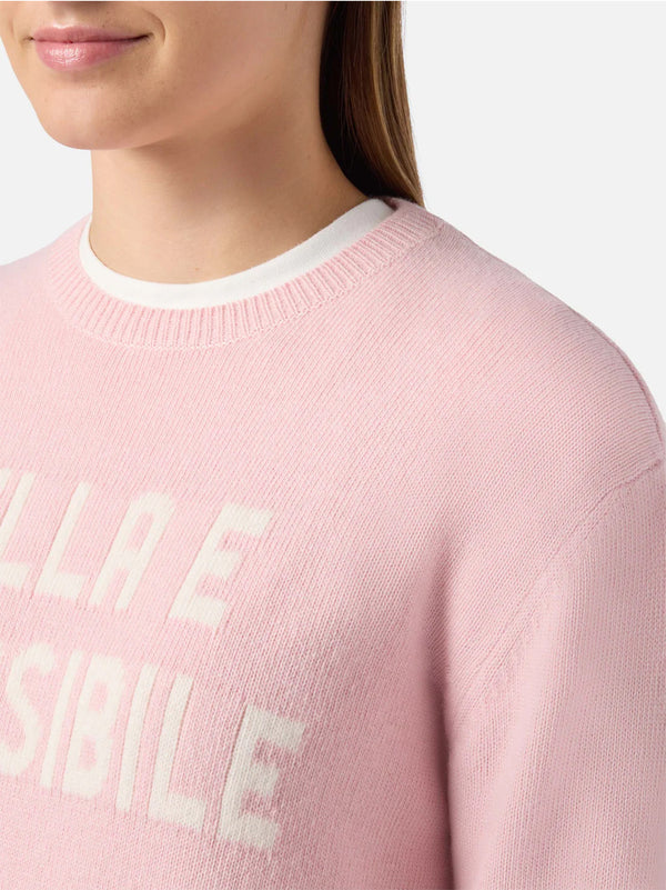 Saint Barth Maglione New Queen In Misto Cashmere Rosa Con Jacquard Bella E Impossibile Rosa-2