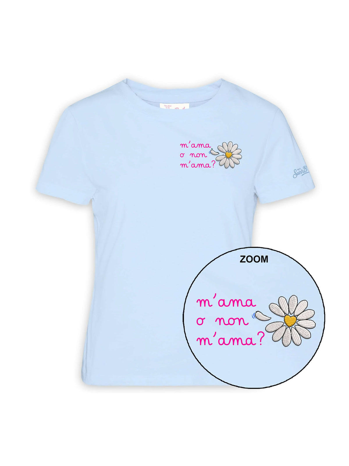 Saint Barth T-shirt Emilie M'ama o non m'ama celeste-1