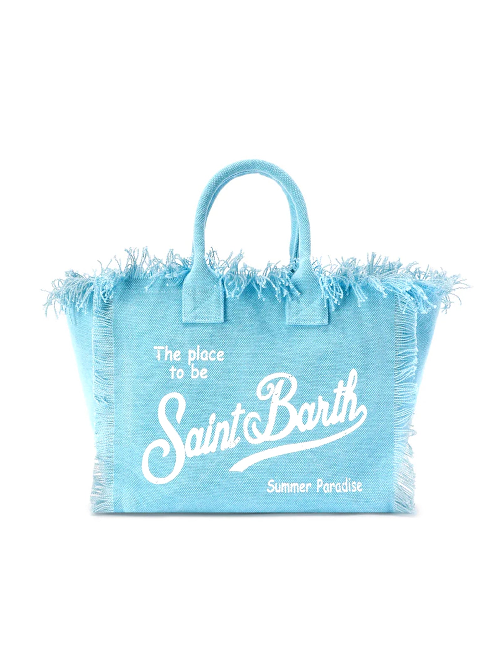 Saint Barth Borsa Colette Azzurra In Canvas Con Frange-1