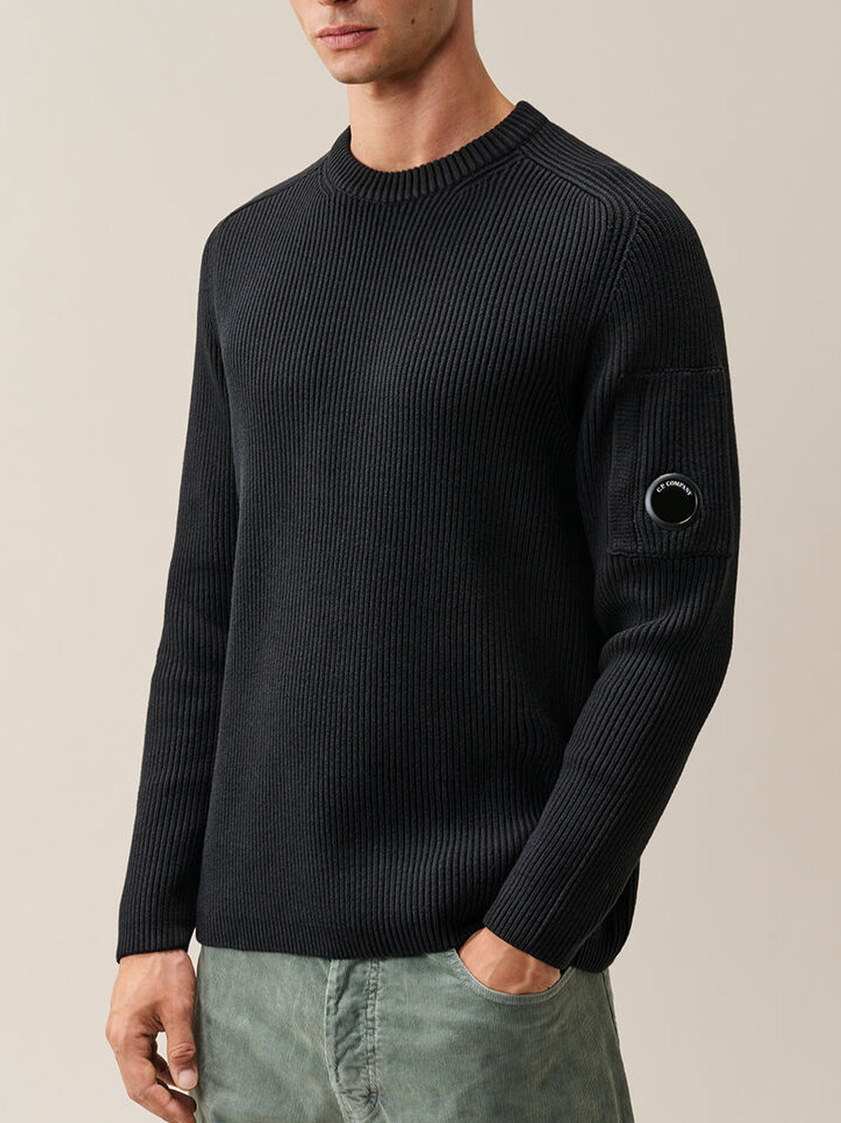 Cp Company Maglia Girocollo Costine Nera-2