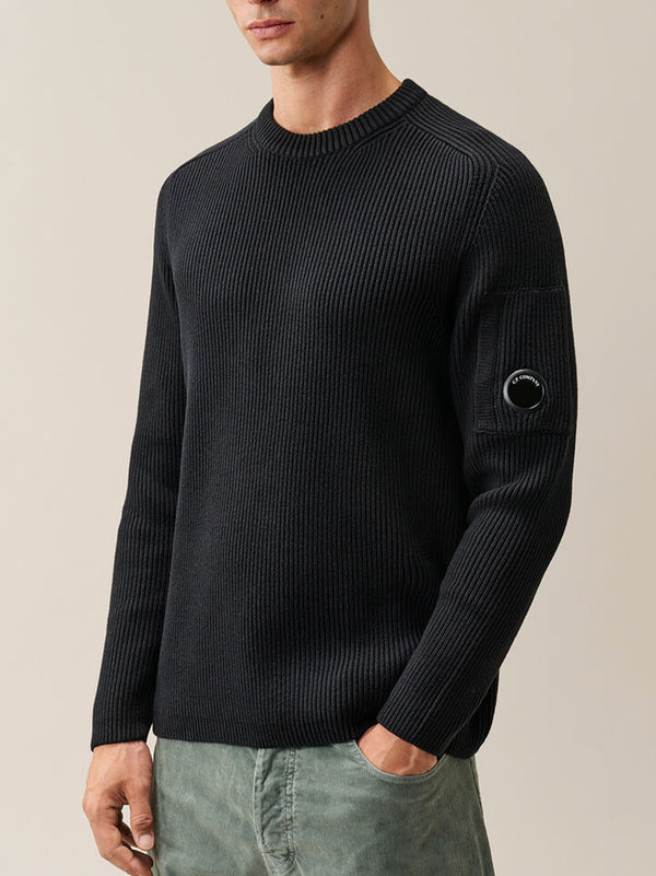 Cp Company Maglia Girocollo Costine Nera-2