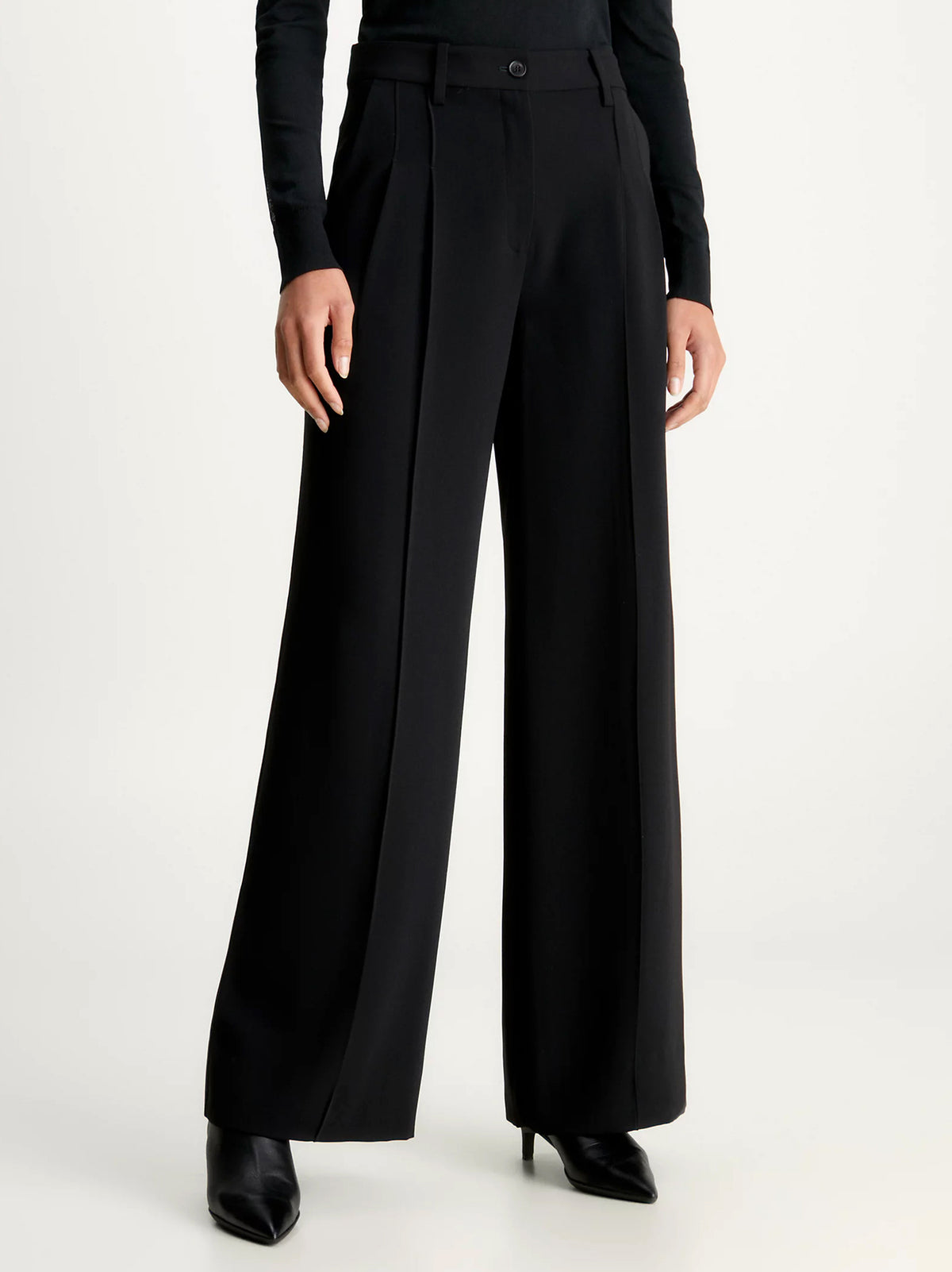 Pantaloni Gamba Larga In Twill-2