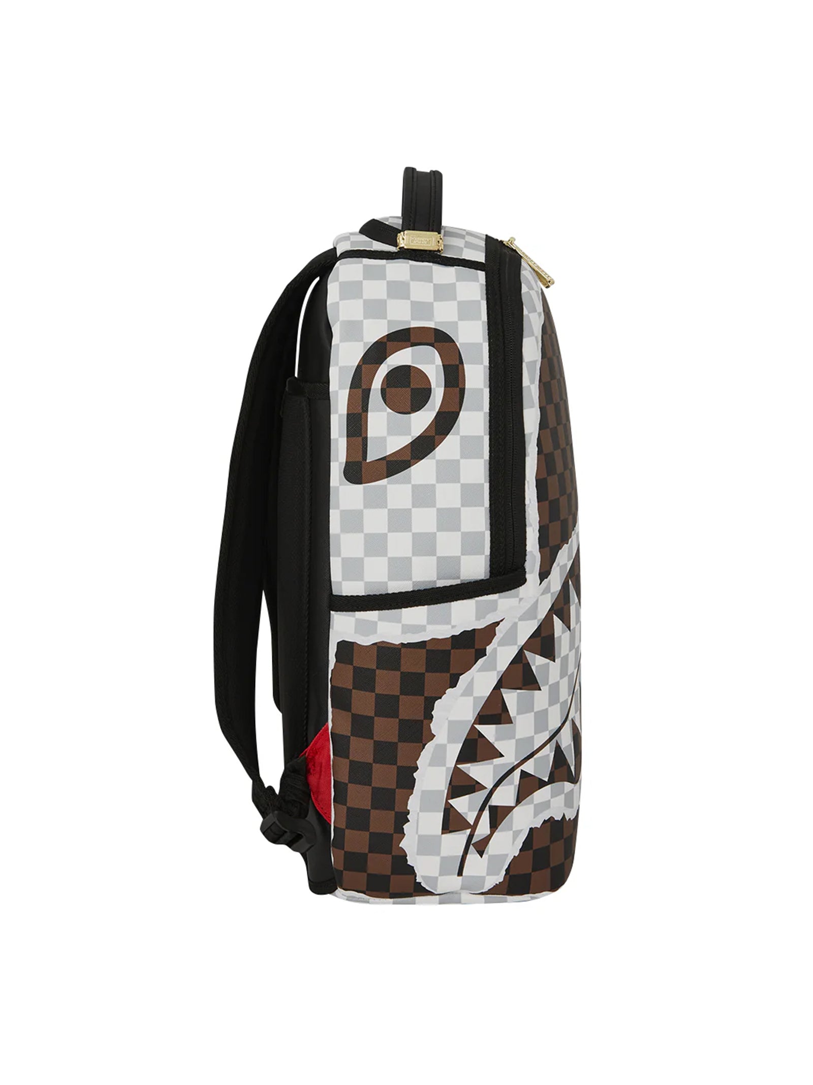 Zaino Cream And Brown Tear Check Backpack-2