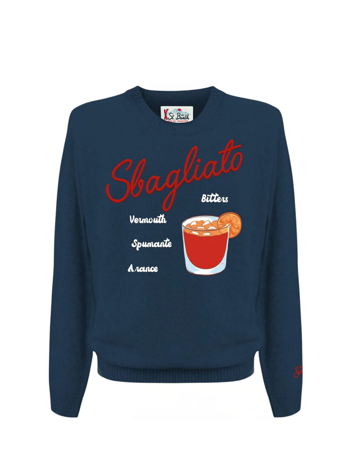 Saint Barth Maglia Girocollo Drink Sbagliato Blu-1