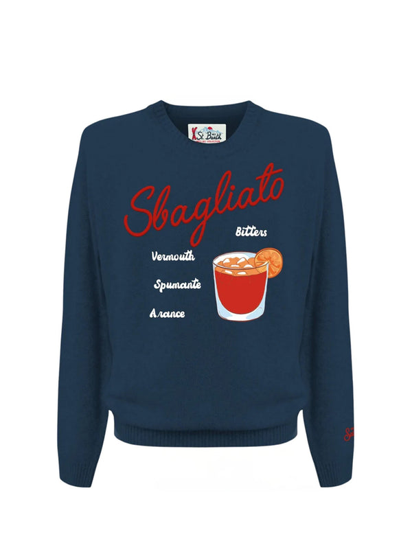 Saint Barth Maglia Girocollo Drink Sbagliato Blu
