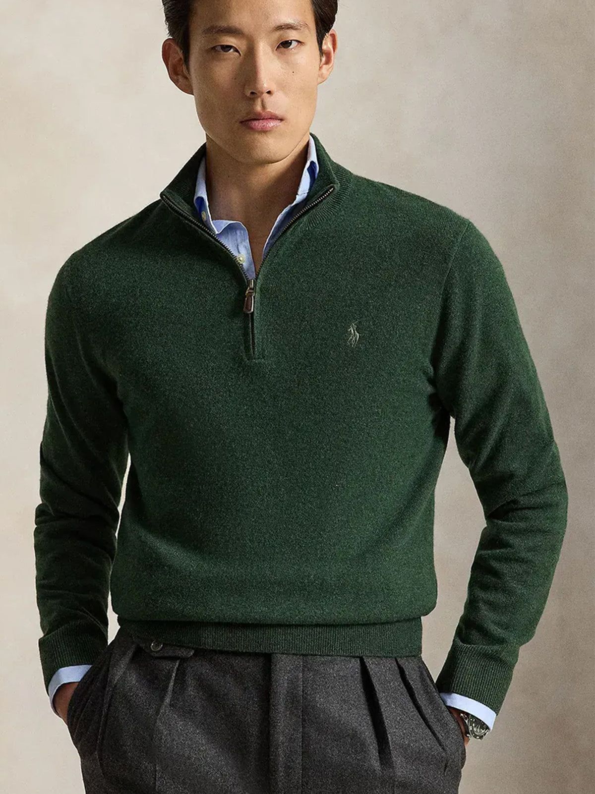 Polo Ralph Lauren Maglia Lana Mezza Zip Green-2