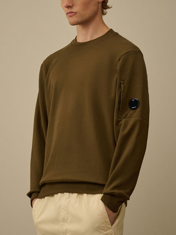 Cp Compant Diagonal Raised Fleece Crewneck Lens Sweatshirt Ivy Green-2