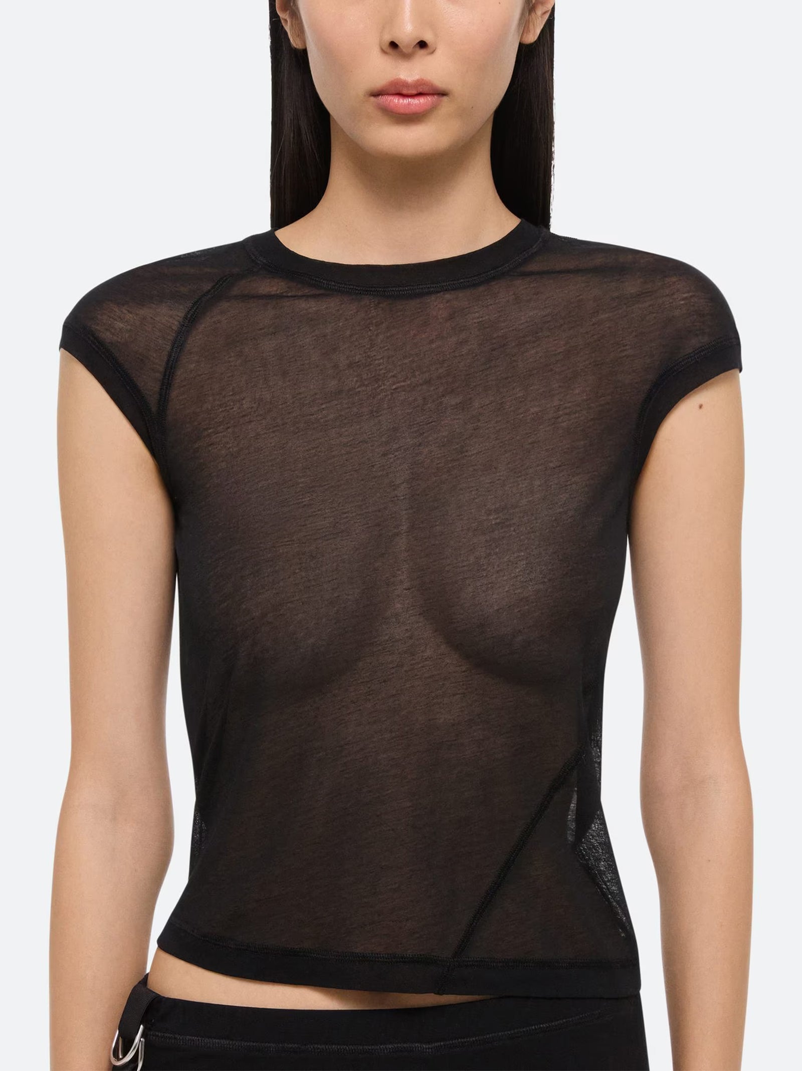 T-Shirt Corta In Maglia Velata-4