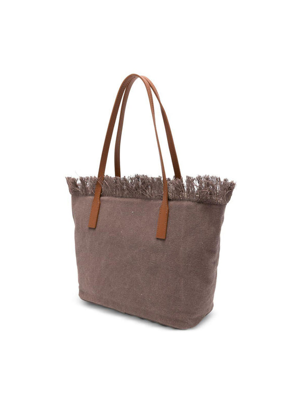 Saint Barth City Bag Mid Frange Marrone-2