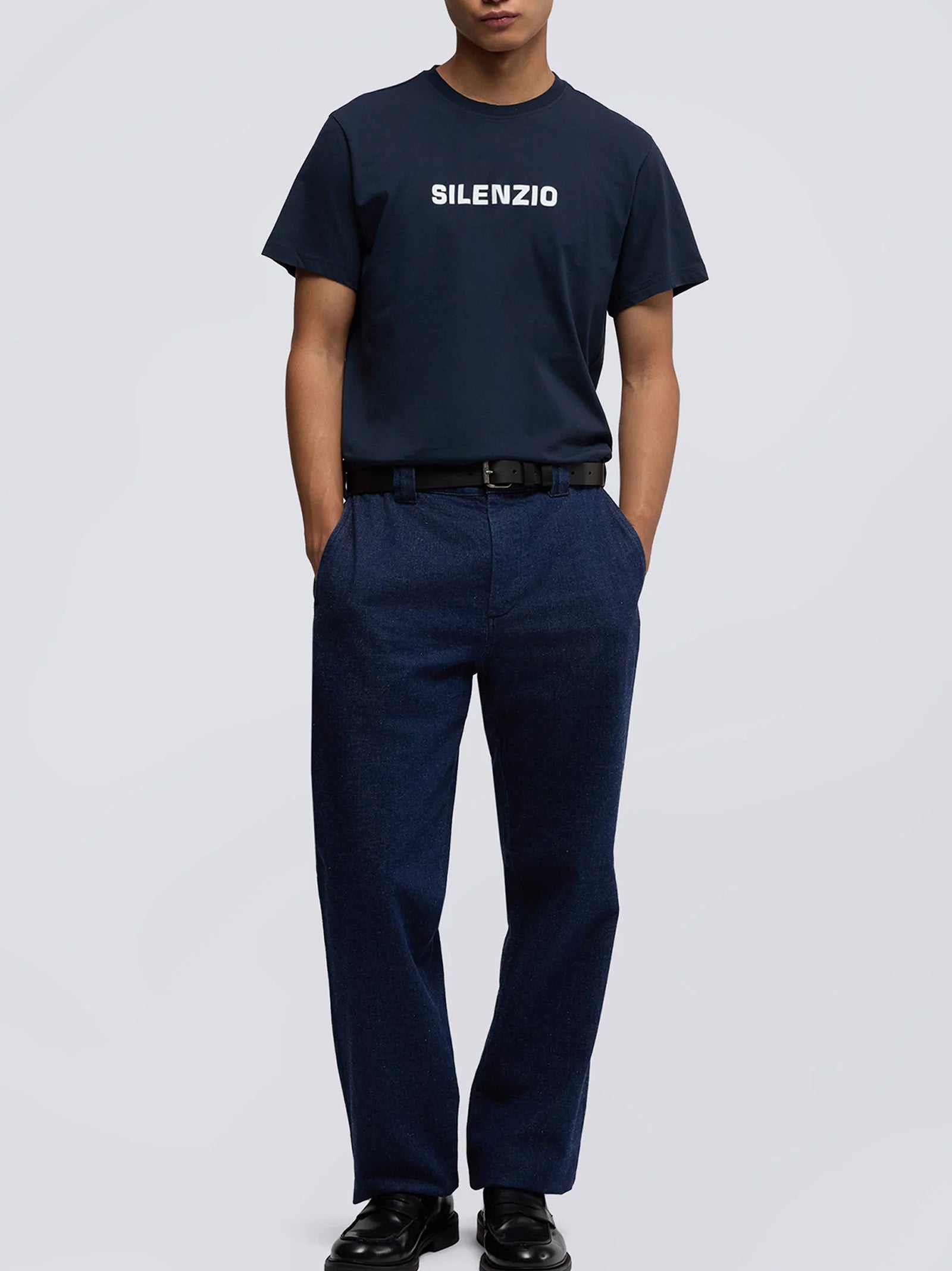 Aspesi T-Shirt In Jersey Di Cotone Con Stampa  Silenzio  Navy-2