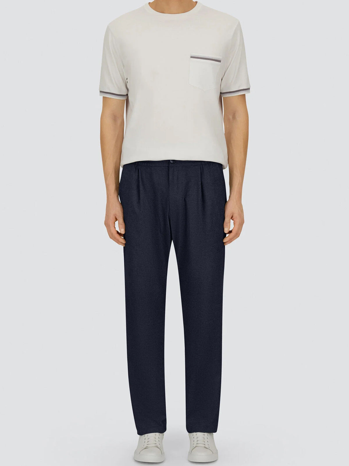 Herno Pantaloni Resort In Melange Suede Effect Blu-3